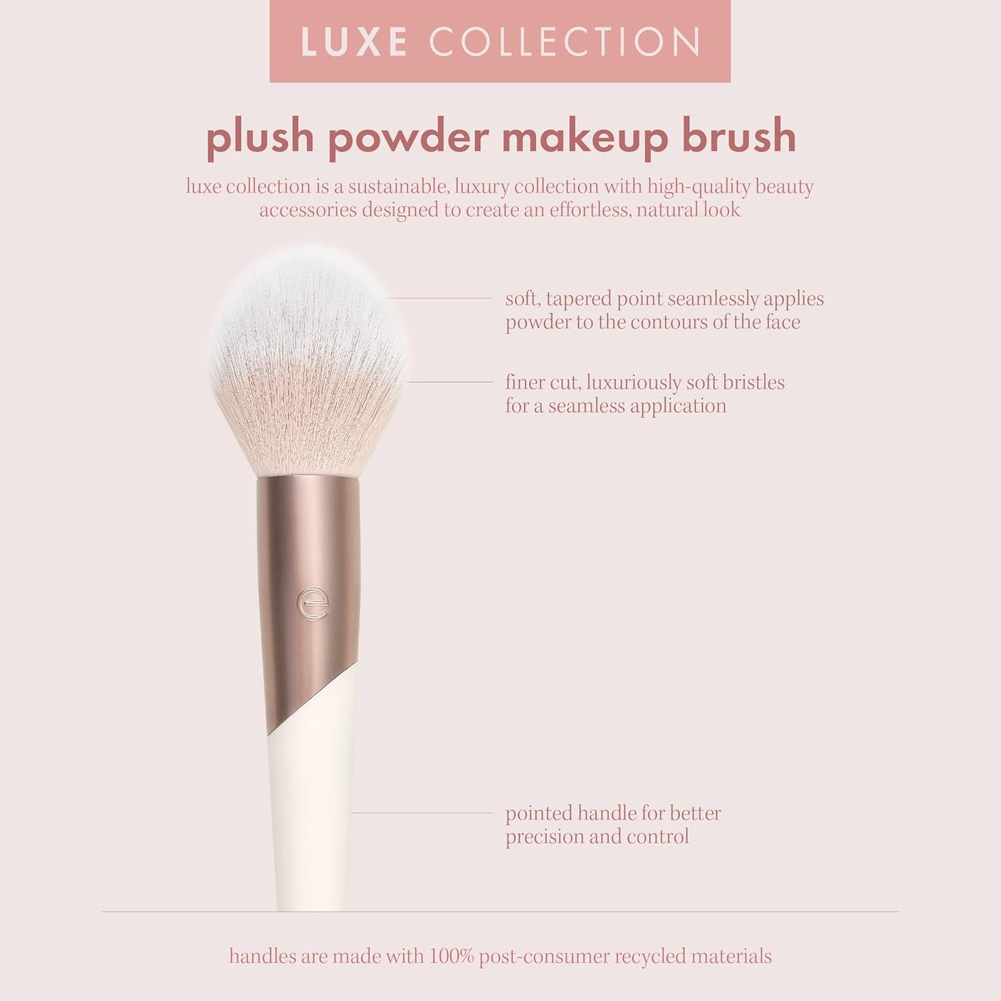 Luxe Plush Powder Makeup Brush for Blush & Bronzer, Works Best with Powder Makeup, Luxurious and Glamorous, Eco-Friendly Premium Makeup Brush, Synthetic Bristles, Pink, 1 Count