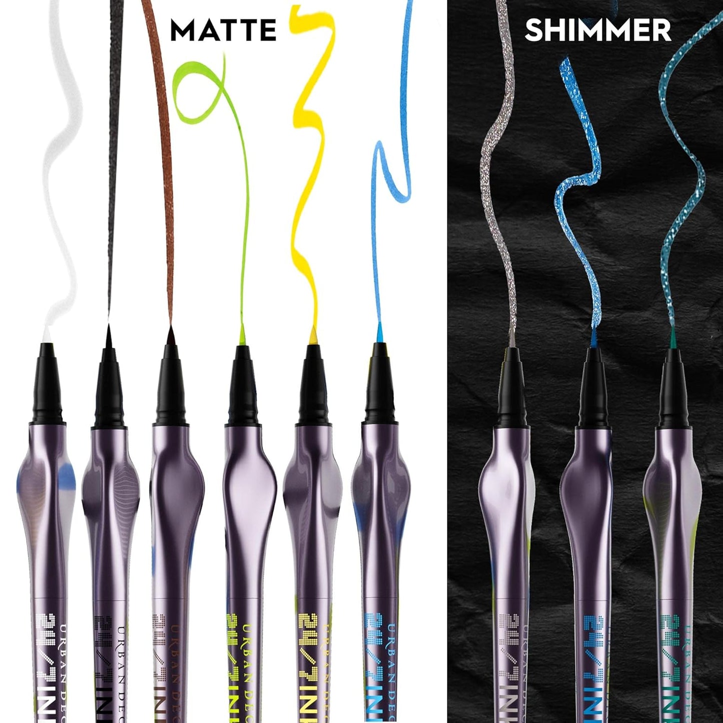 24/7 Inks Liquid Eyeliner Pen, Water-Resistant, Smudge-Resistant, Fine Tip, Ergonomic Precision Grip, Matte and Shimmer Finishes - 0.01 Fl Oz