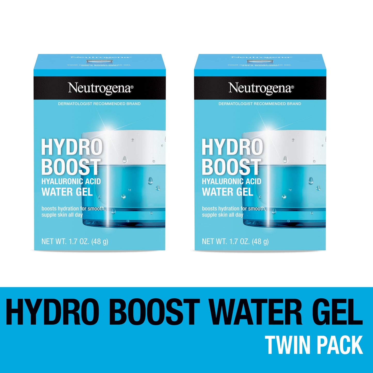 (2 Pack) Hydro Boost Water Gel Face Moisturizer Lotion with Hyaluronic Acid, 1.7 Oz