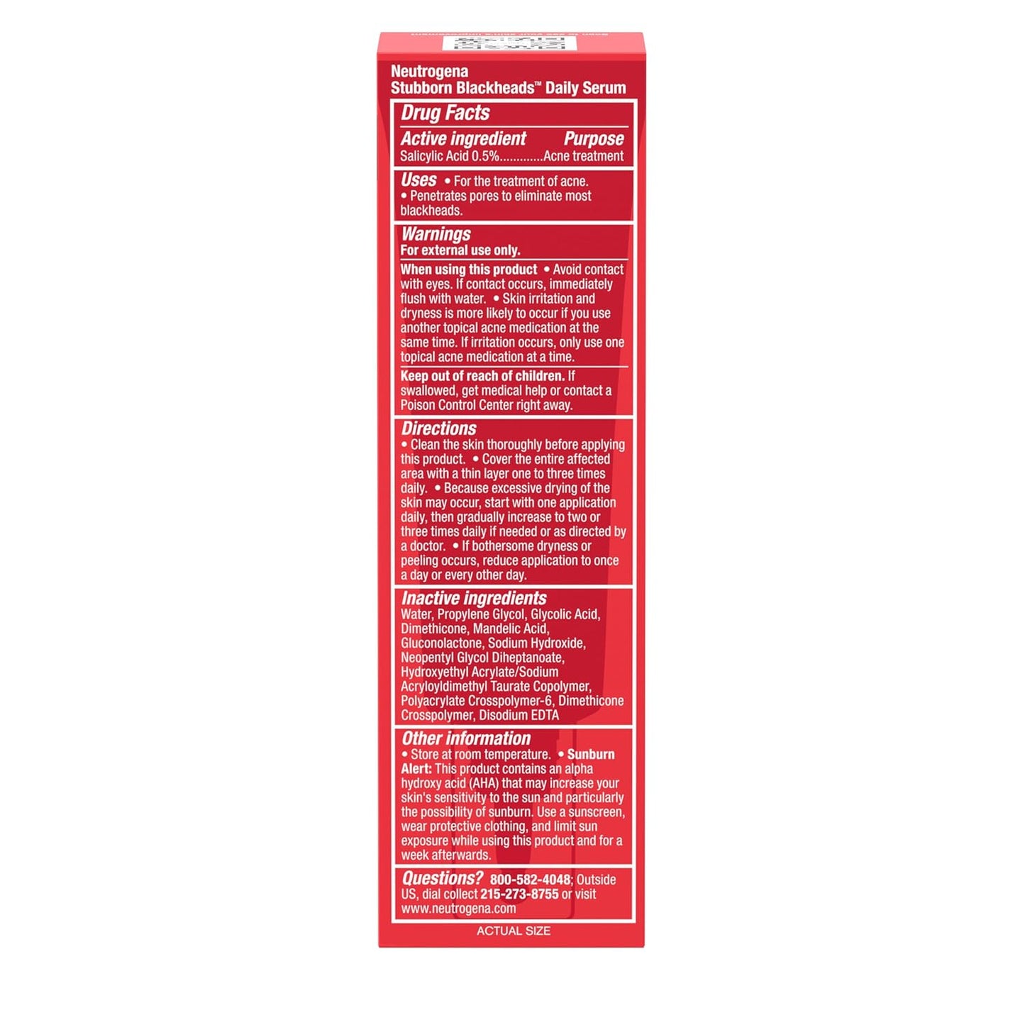 Stubborn Blackheads Daily Acne Facial Serum with Salicylic, Glycolic, Polyhydroxy & Mandelic Acids, Oil-Free Face Serum for Acne-Prone Skin to Help Clear Clogged Pores, 1 Fl. Oz