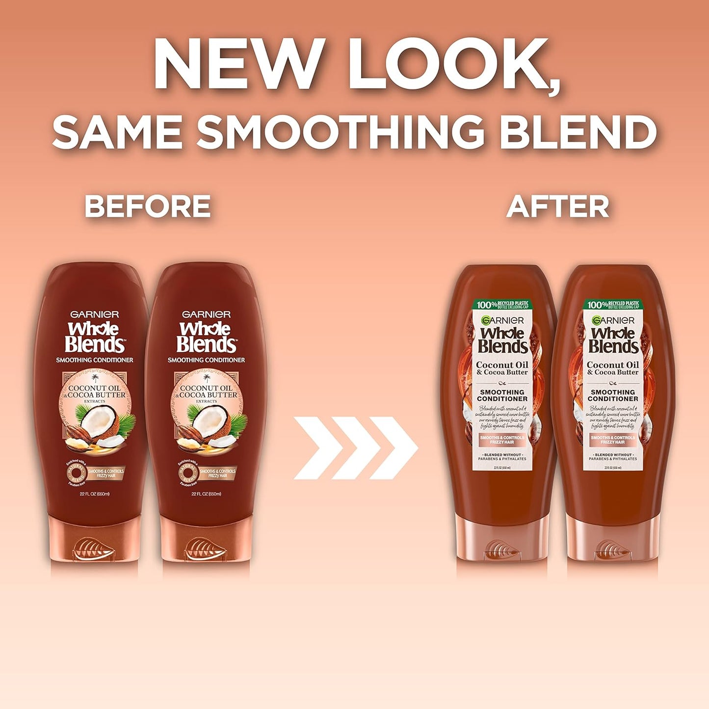 Whole Blends Coconut Oil & Cocoa Butter Smoothing Conditioner for Frizzy Hair, 22 Fl Oz, 2 Count (Packaging May Vary)