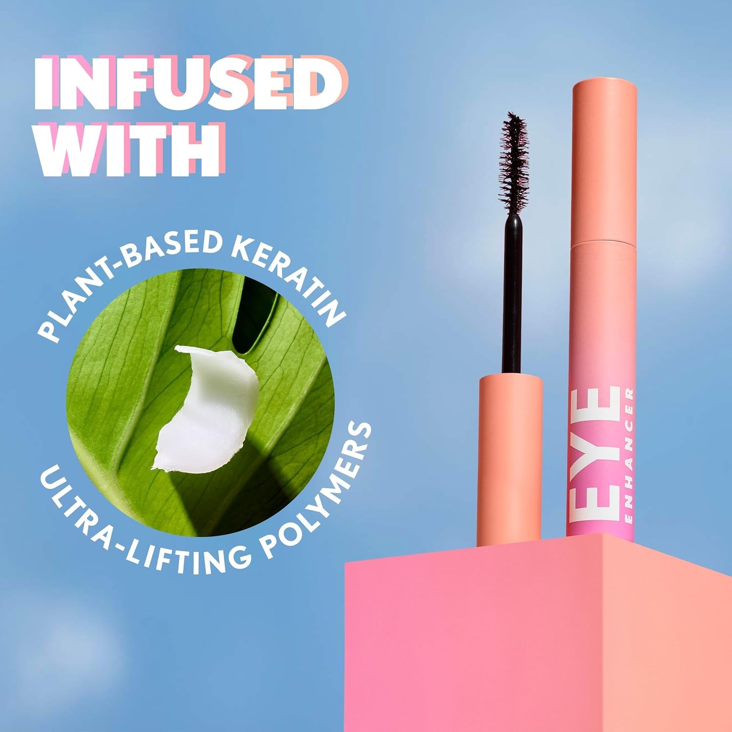 Eye Enhancer, Intense Black, 3D Mascara, Curved Fiber Brush, Plant-Based Lifting Wax, for All Lash Types, 24-Hour Wear, Transfer-Proof, Flake-Free, 0.30Oz