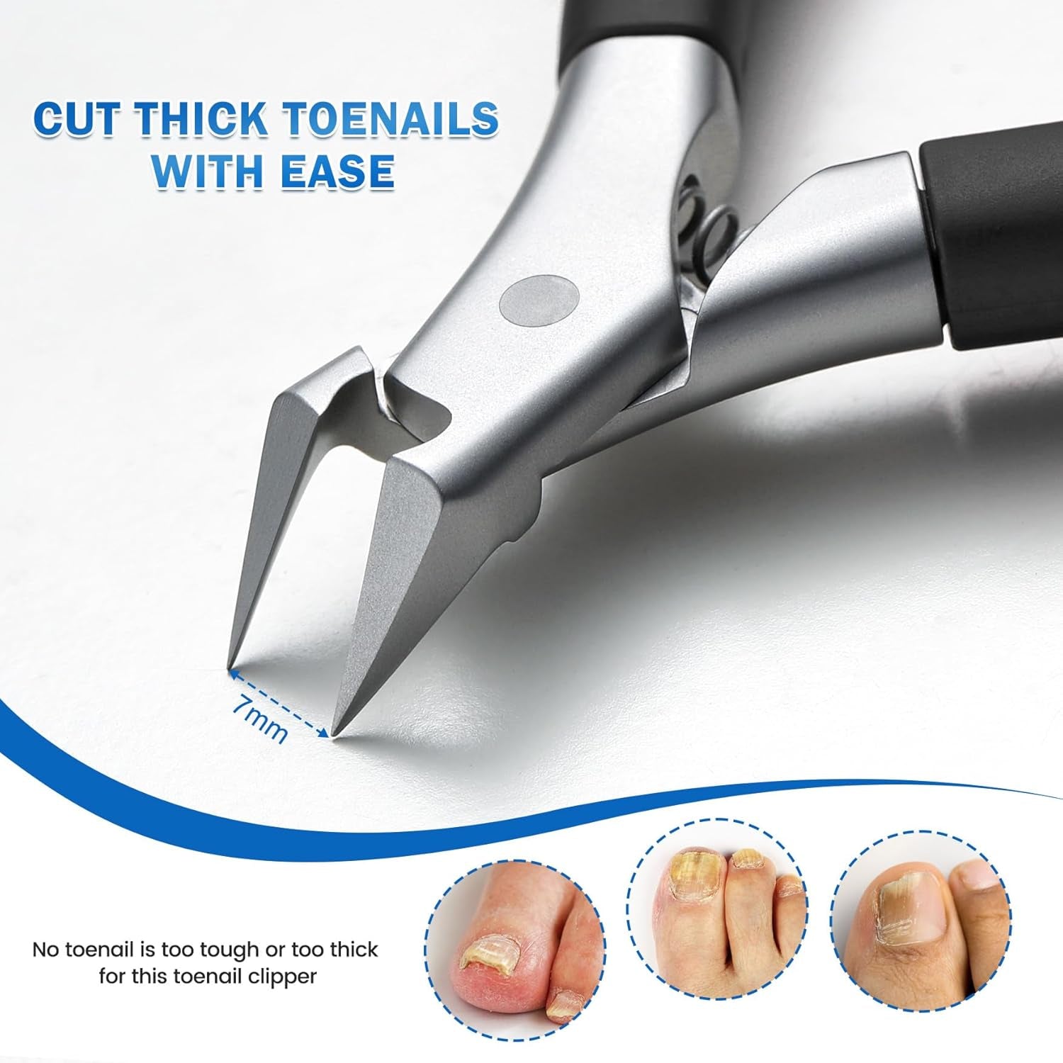 Toenail Clipper, Straight Blade Podiatrist Nail Clippers for Thick Nails for Seniors, Men and Women, Ergonomic Toe Nails Cutter for Ingrown Toenail Prevention - Black