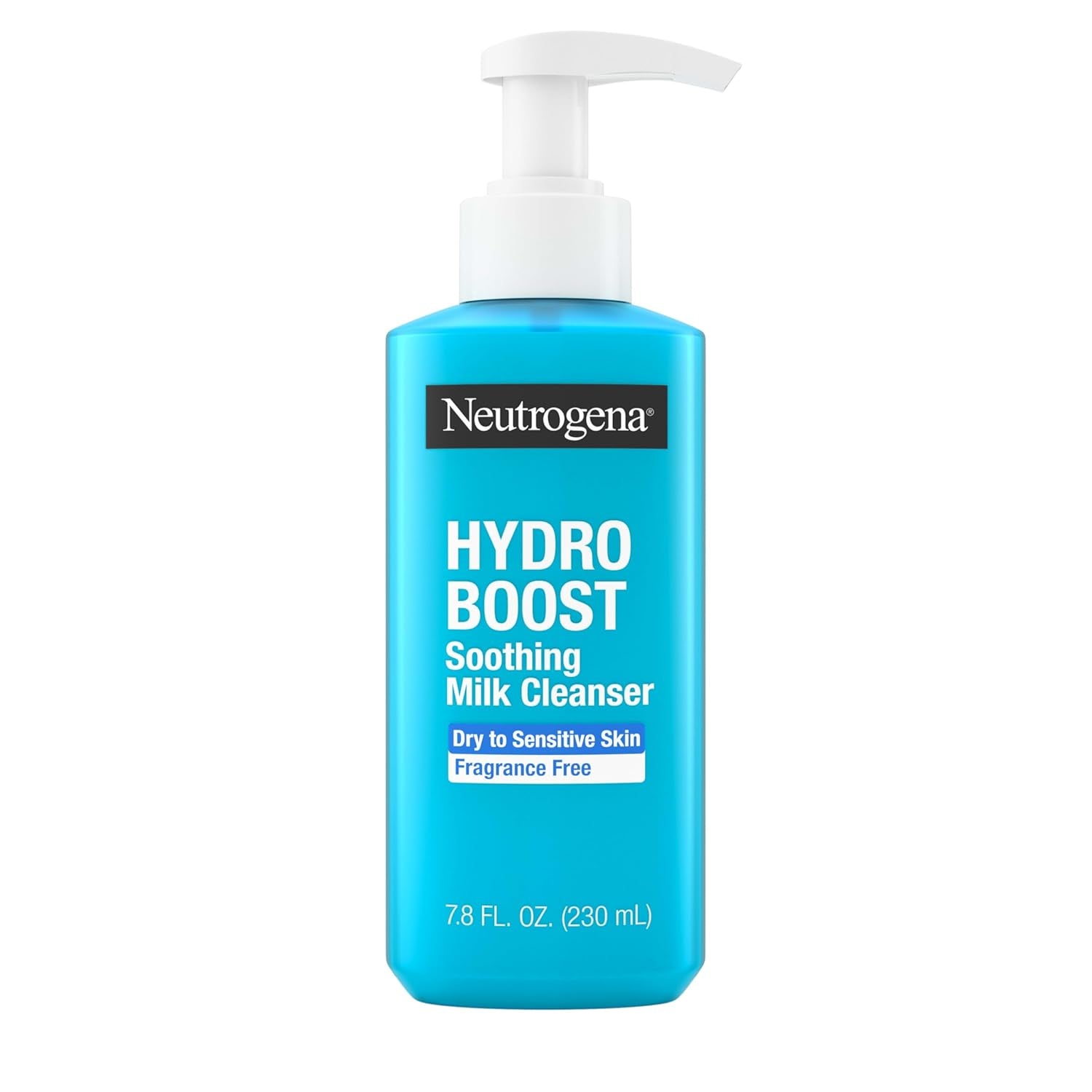 Hydro Boost Face Wash Soothing Milk Cleanser, Fragrance Free Hydrating Facial Cleanser with Hyaluronic Acid, Sensitive Skin Face Wash & Makeup Remover, 7.8 Fl Oz