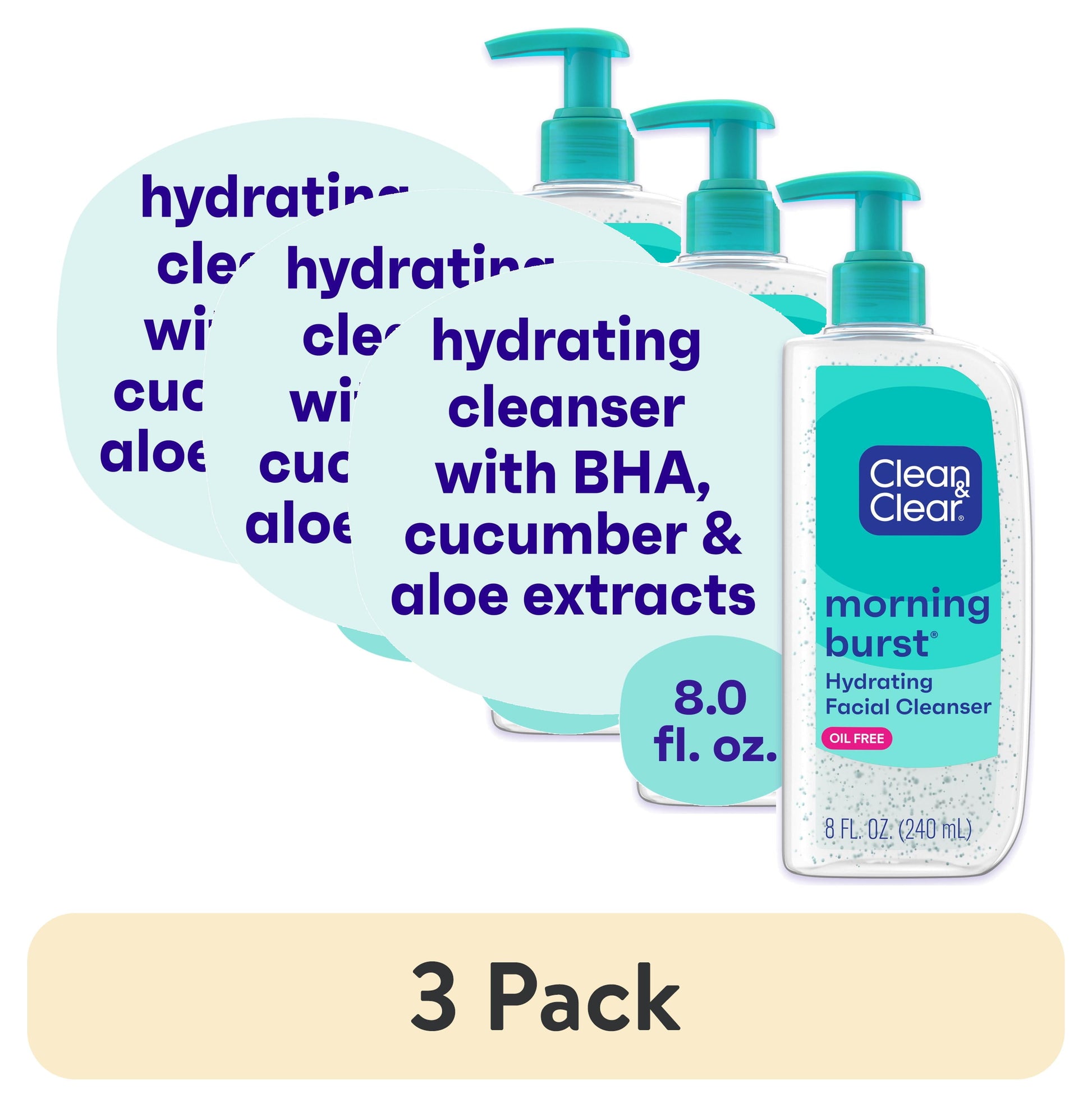 (3 Pack)  Morning Burst Oil-Free Hydrating Face Cleanser, 8 Fl. Oz