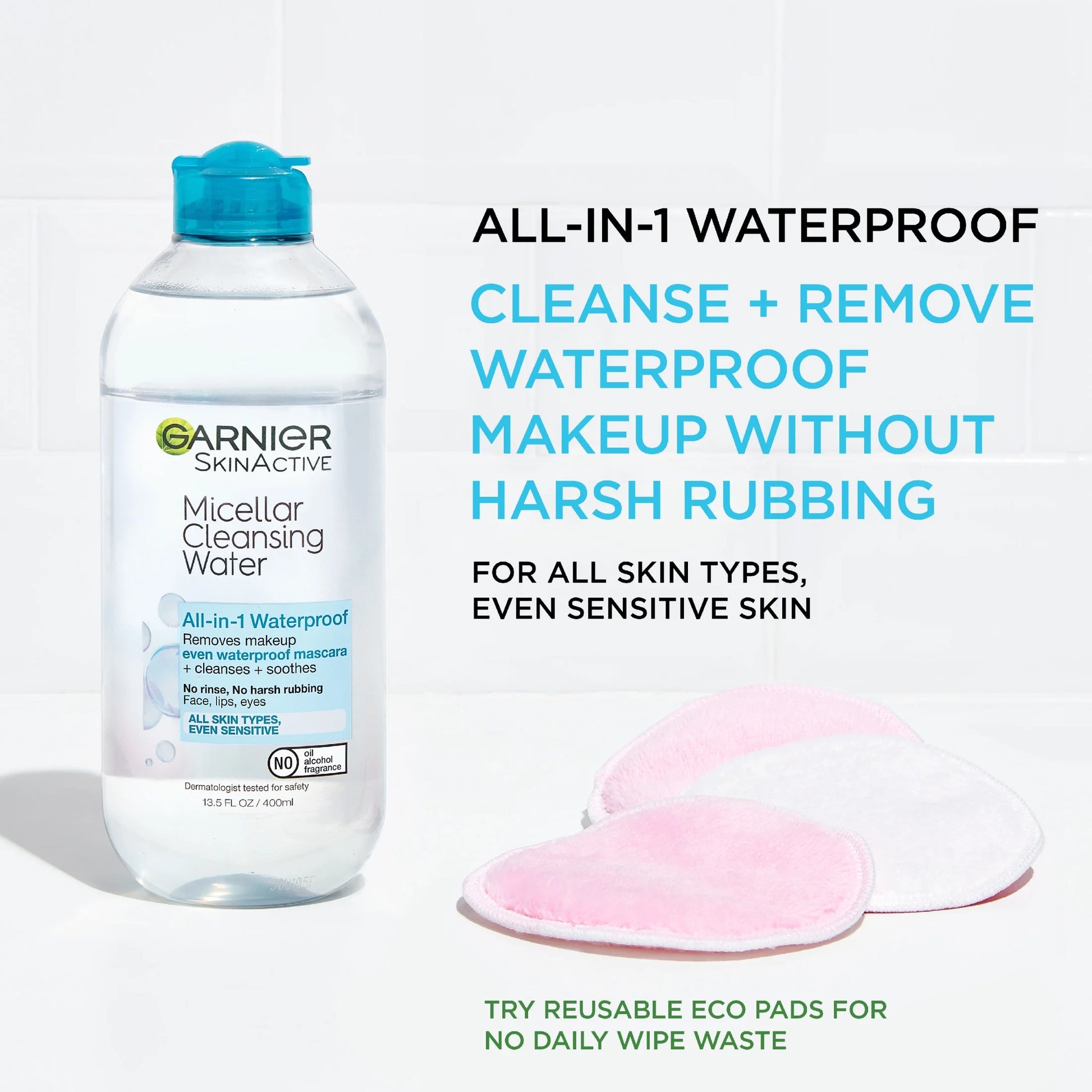 Skinactive Micellar Cleansing Water All in 1 Removes Waterproof Makeup, 13.5 Fl Oz