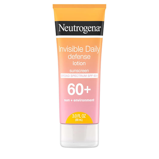 Invisible Daily Sunscreen Lotion, Broad Spectrum SPF 60+, Oxybenzone-Free & Water-Resistant, Sun or Environmental Aggressor Protection, Antioxidant, 3 Fl Oz (Pack of 1)