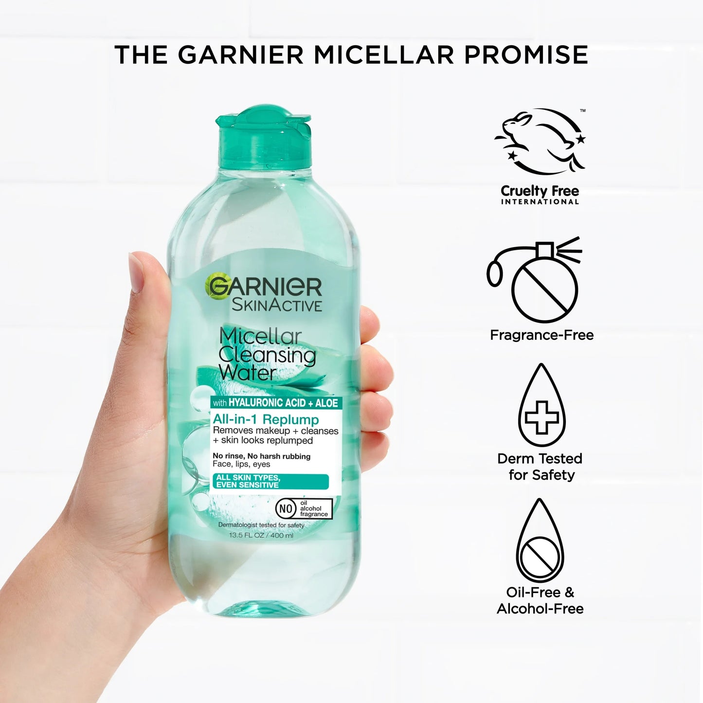 Skinactive Micellar Cleansing Water All in 1 Hyaluronic Acid Replump, 13.5 Fl Oz