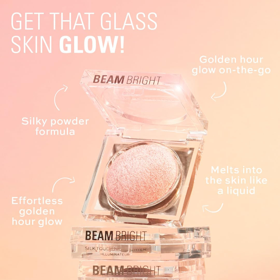 Beam Bright Highlighter, All over Face Glow, Powder to Liquid Formula, 5 Different Shades, Pink Seduction