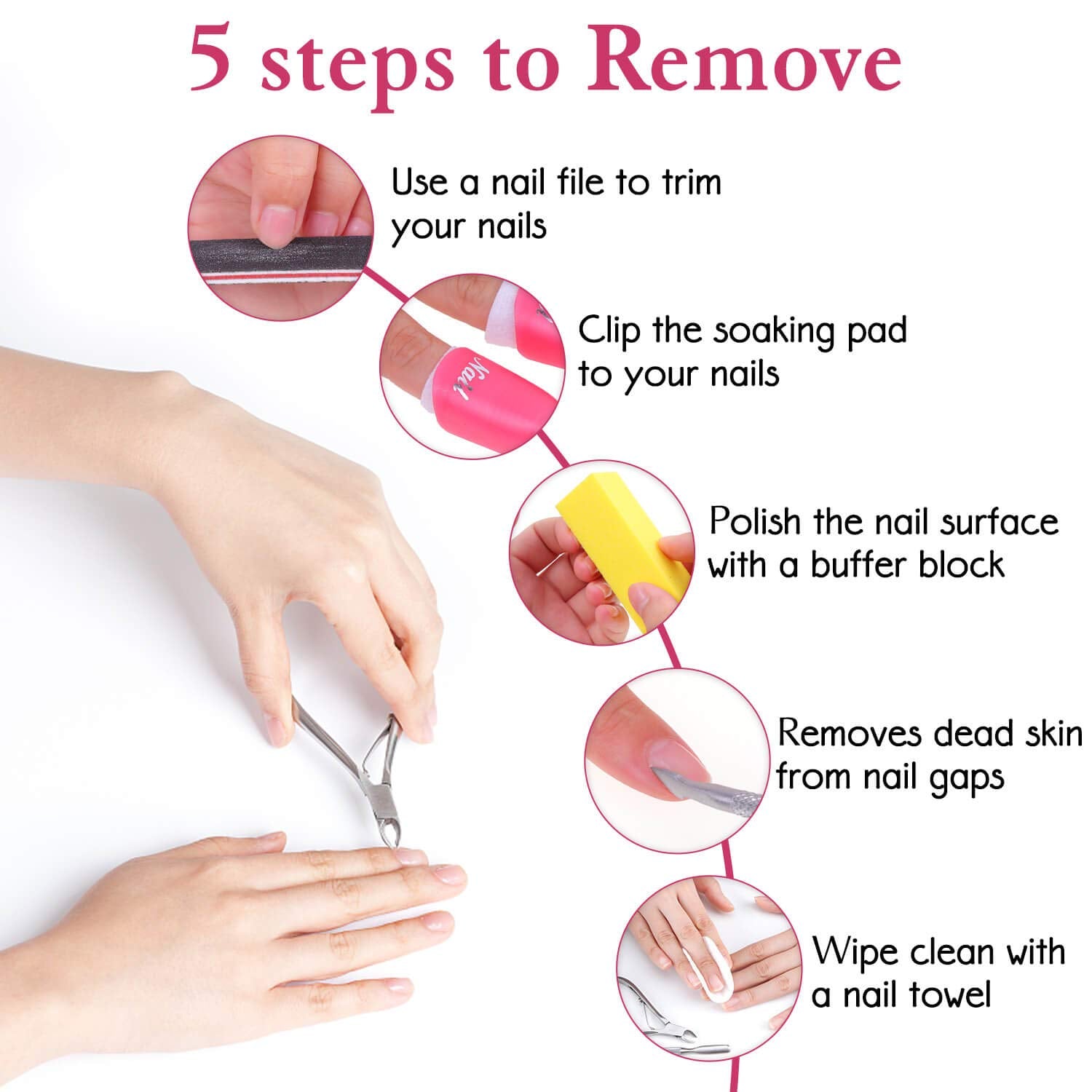 Gel Polish Remover Kit,  1045Pcs Gel Nail Polish Remover Tools with Nail Clips, Nail Wipes, Cuticle Pusher and Cutter, Nail Buffer and Files for Acetone Acrylic Nail Remover