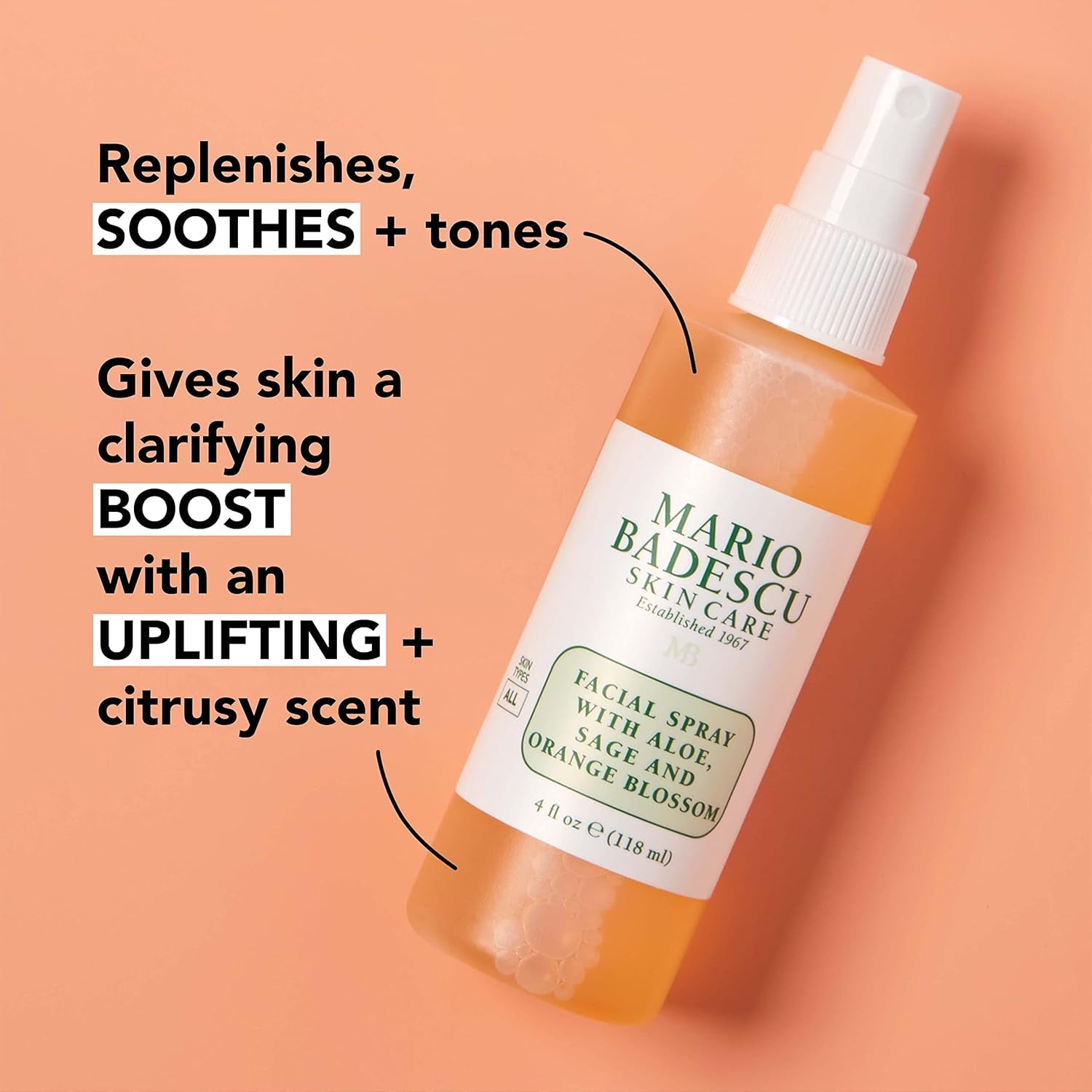 Mario Badescu Facial Spray with Aloe, Sage and Orange Blossom for All Skin Types | Face Mist That Hydrates & Uplifts