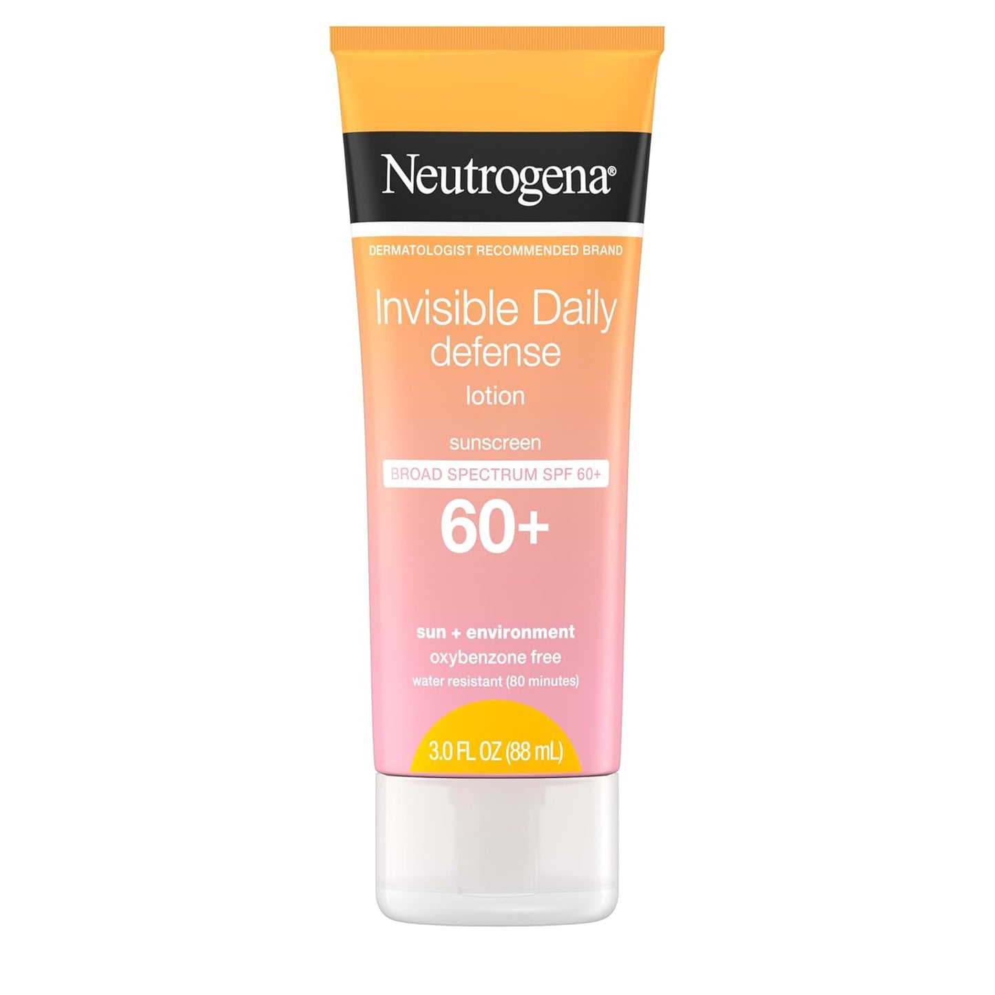 Invisible Daily Sunscreen Lotion, Broad Spectrum SPF 60+, Oxybenzone-Free & Water-Resistant, Sun or Environmental Aggressor Protection, Antioxidant, 3 Fl Oz (Pack of 1)