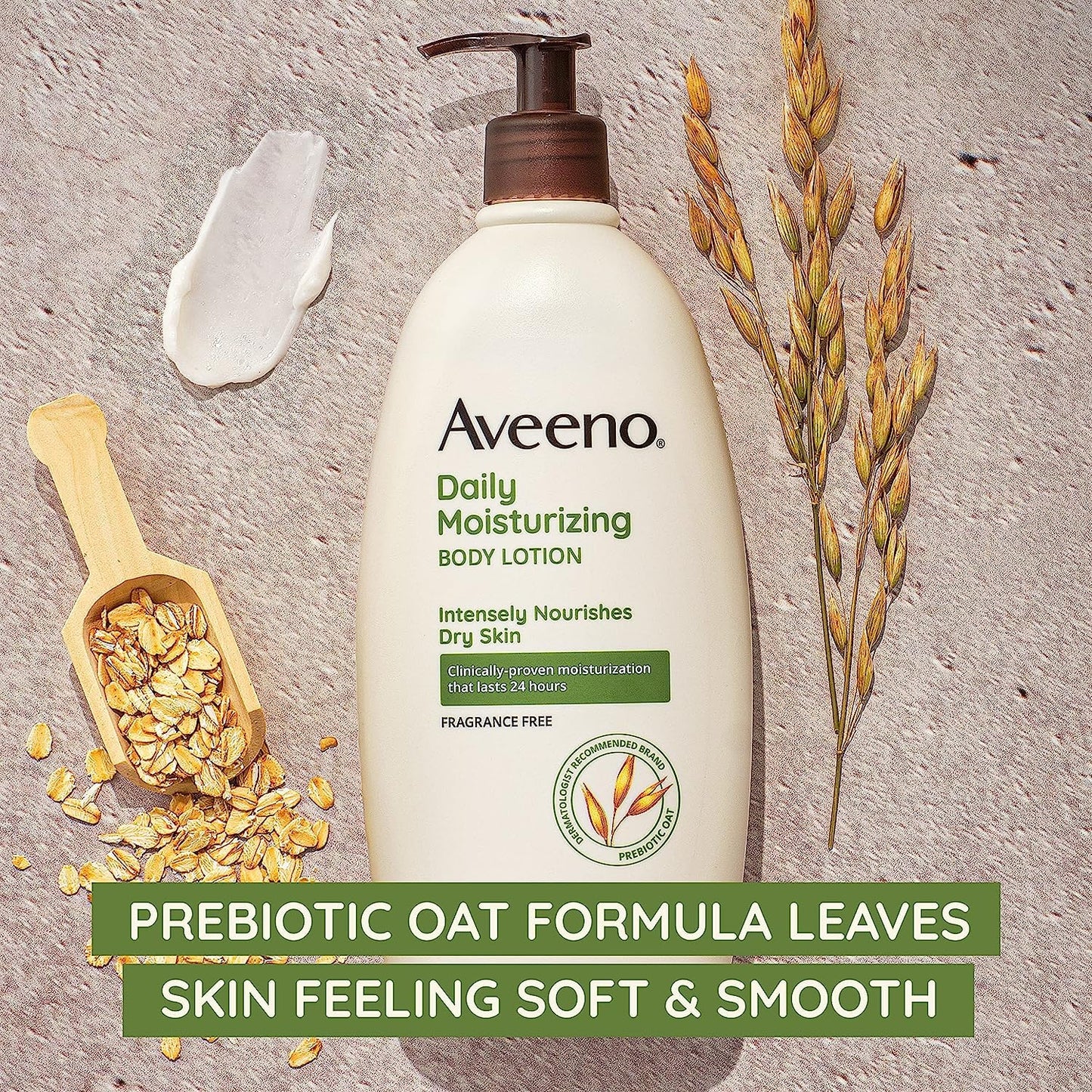 Daily Moisturizing Body Lotion for Dry & Sensitive Skin with Prebiotic Oat, Fragrance & Paraben Free, Non-Greasy, Non-Comedogenic, 48-Hour Moisturizer 18 Fl Oz