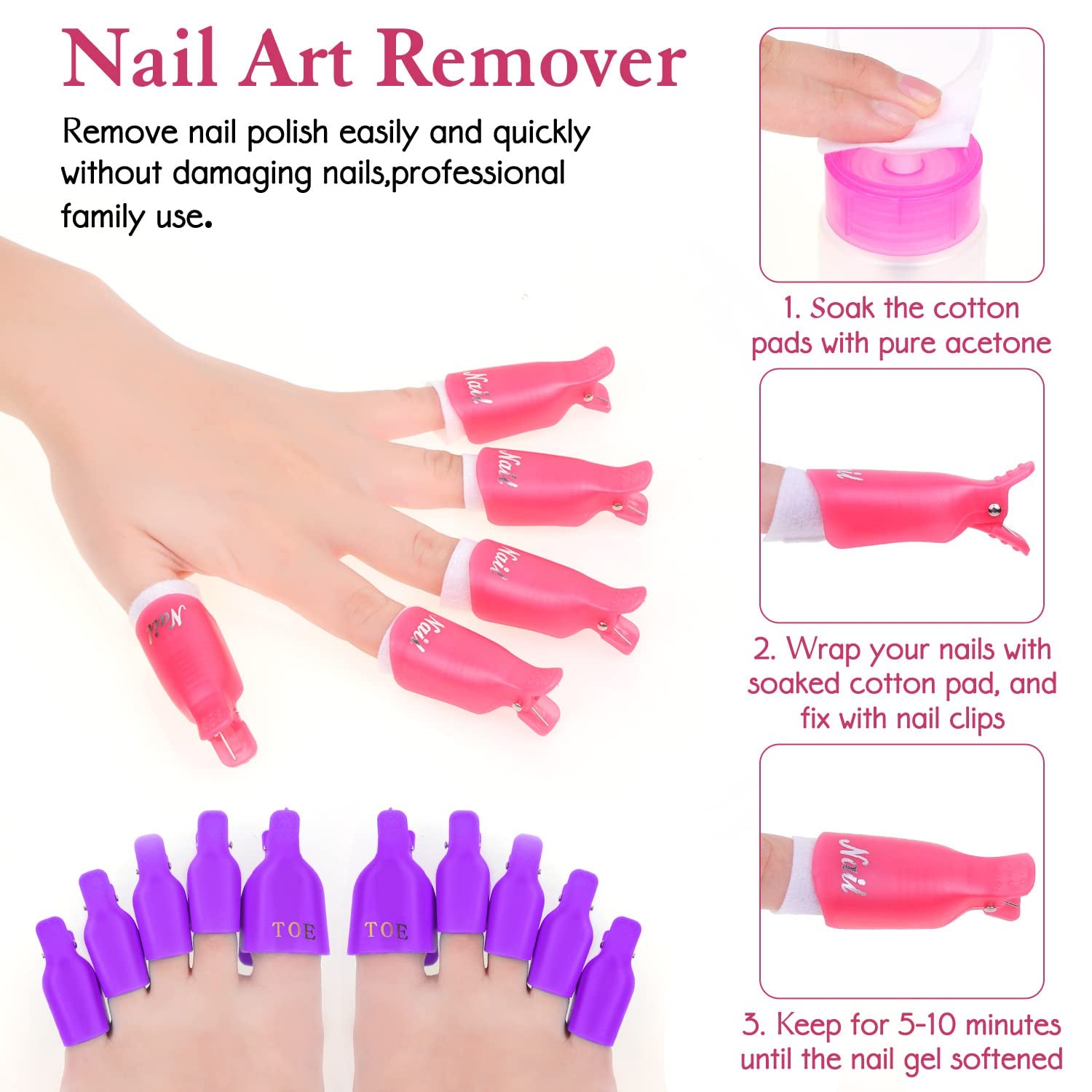 Gel Polish Remover Kit,  1045Pcs Gel Nail Polish Remover Tools with Nail Clips, Nail Wipes, Cuticle Pusher and Cutter, Nail Buffer and Files for Acetone Acrylic Nail Remover