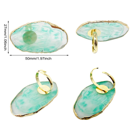 4PCS Resin Marble Nail Art Palette Rings Gel Polish Mixing Trays DIY Color Plates Nail Art Polish Holder with Adjustable Finger Ring for Nail Art