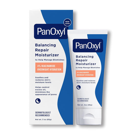 PM Balancing Repair Moisturizer with Niacinamide, Ceramides and Cica, Hydrating Face Moisturizer, Acne Prone Skin and Dry Skin, Non-Comedogenic Night Face Moisturizer, 3 Oz