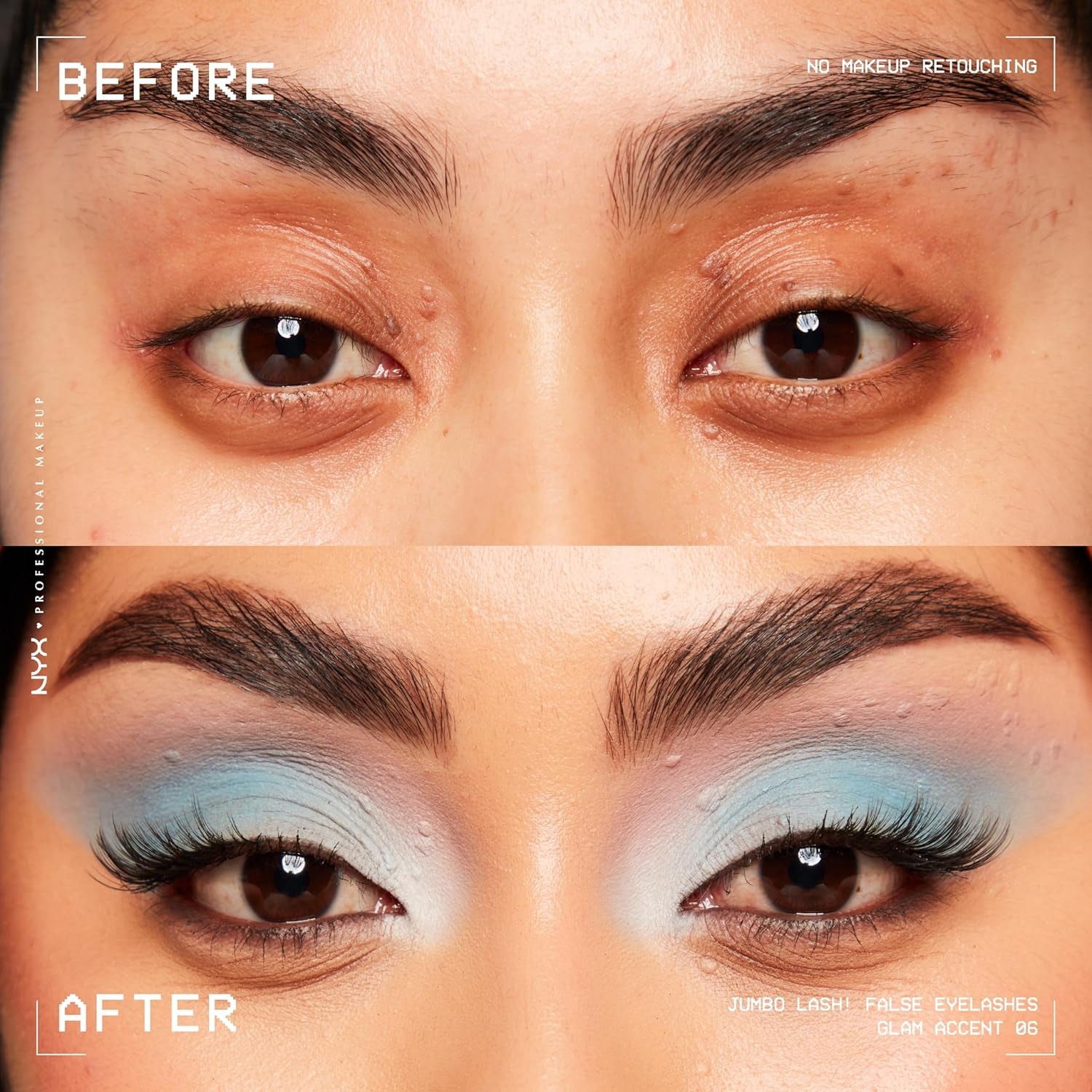 Jumbo Lash! Vegan False Eyelashes, up to 12HR Wear, Reusable Fake Lashes - Glam Accent