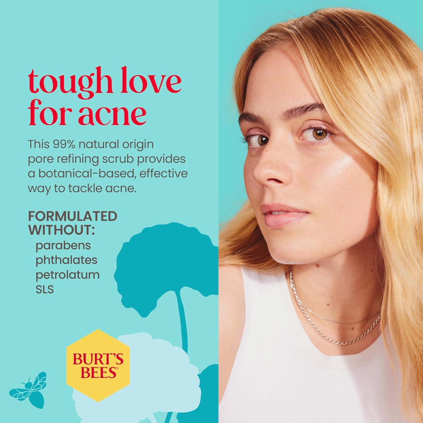 Burt’S Bees Back to School Dorm Essentials, Clear and Balanced Deep Cleansing Acne Scrub, Salicylic Acid Acne Treatment with Cica, Facial Cream Exfoliator Helps Unclog Pores and Reduce Acne, 4 Oz