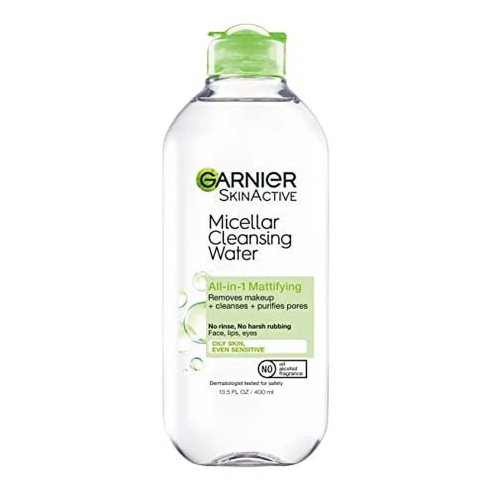 Skinactive Micellar Cleansing Water, All-In-1 Makeup Remover and Facial Cleanser, for Oily Skin, 13.5 Fl Oz