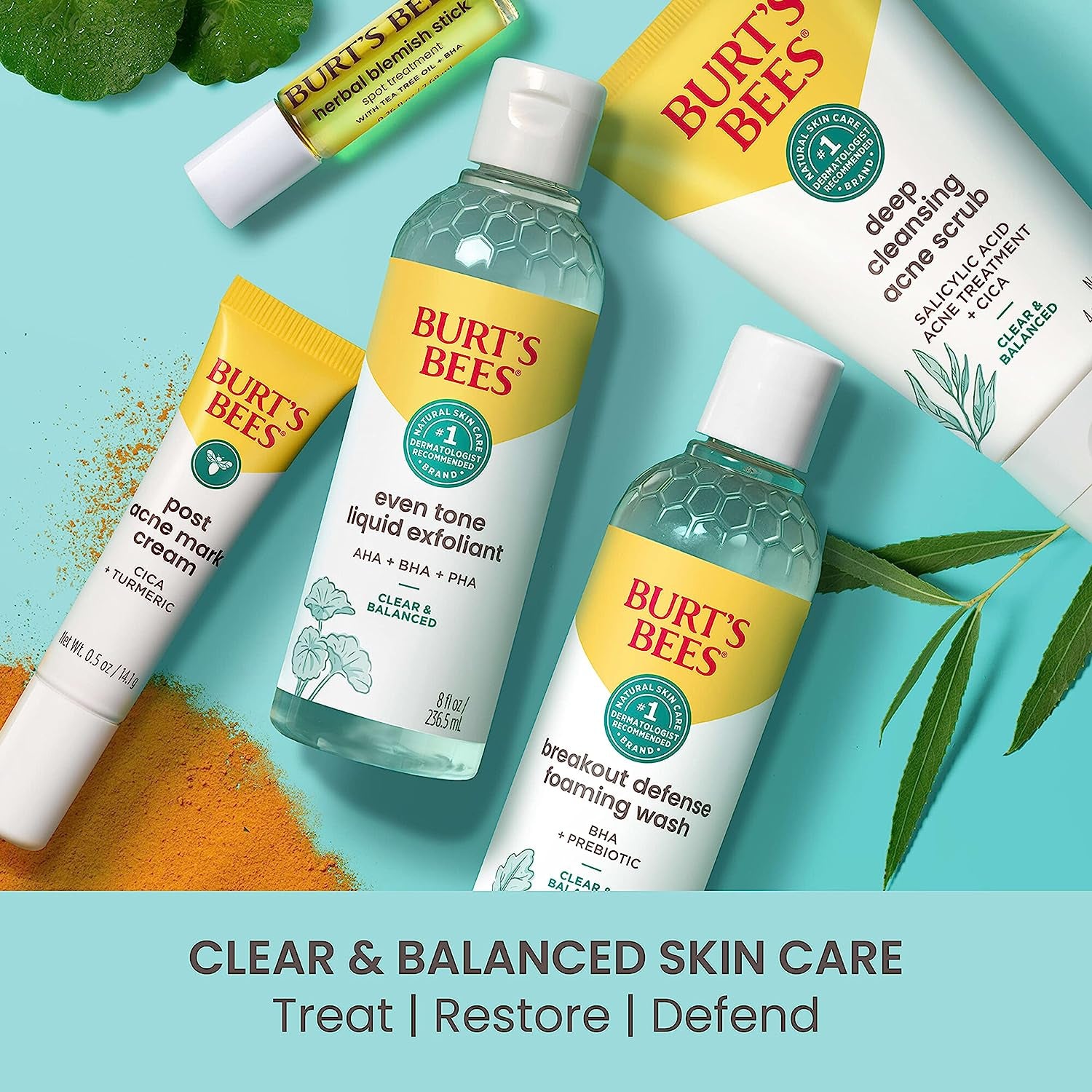 Burt’S Bees Back to School Dorm Essentials, Clear and Balanced Deep Cleansing Acne Scrub, Salicylic Acid Acne Treatment with Cica, Facial Cream Exfoliator Helps Unclog Pores and Reduce Acne, 4 Oz