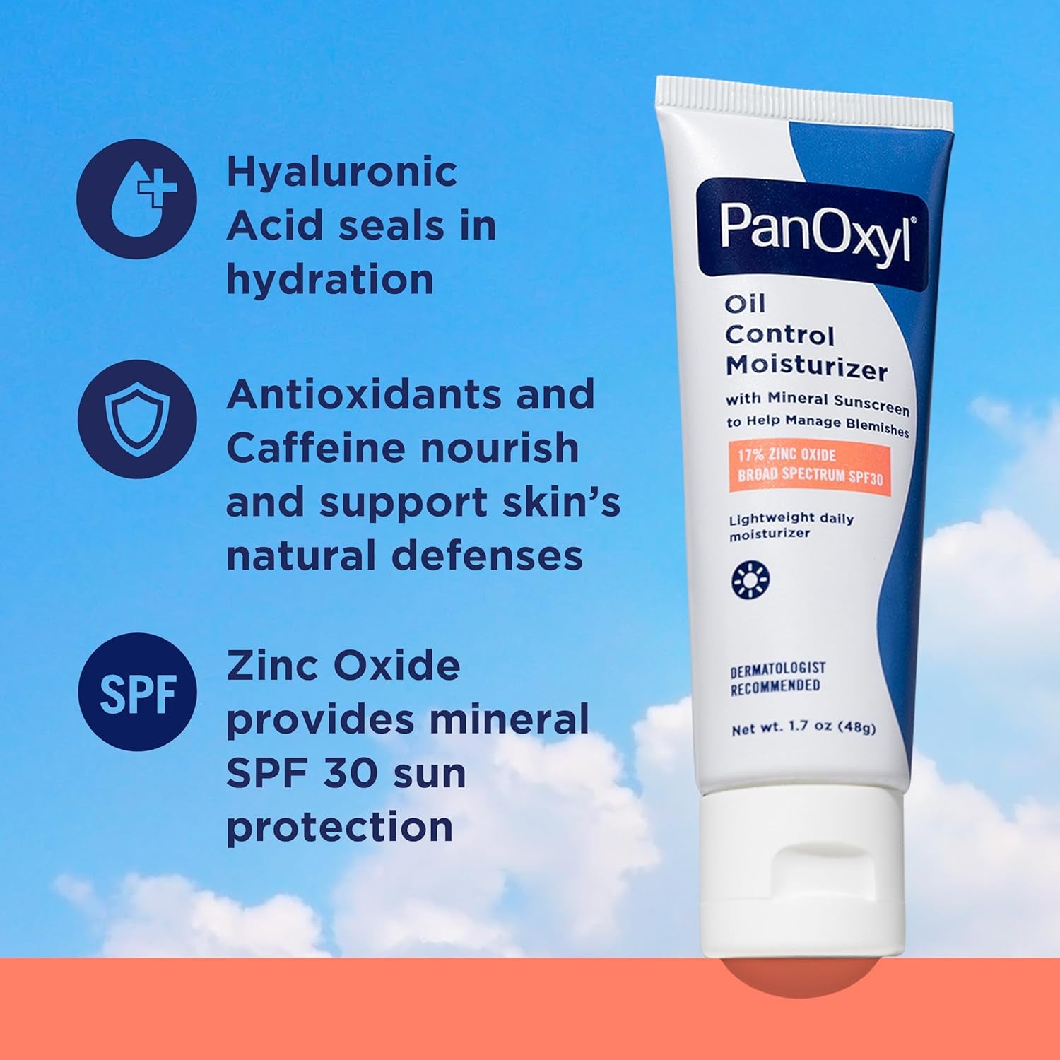 AM Oil Control Moisturizer, NEW Sheer Formula, Absorbs Excess Oil and Reduces Shine, with Mineral Sunscreen for Acne Prone and Oily and All Skin Tones - 1.7 Oz