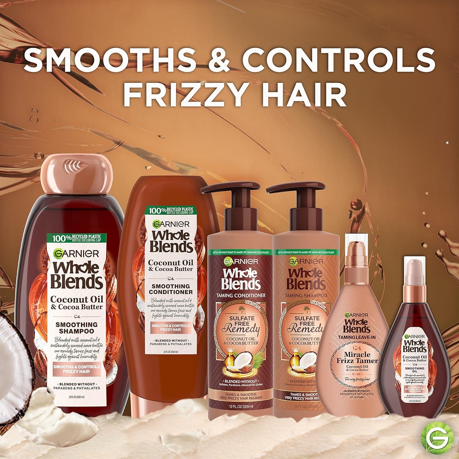 Whole Blends Coconut Oil & Cocoa Butter Smoothing Conditioner for Frizzy Hair, 22 Fl Oz, 2 Count (Packaging May Vary)