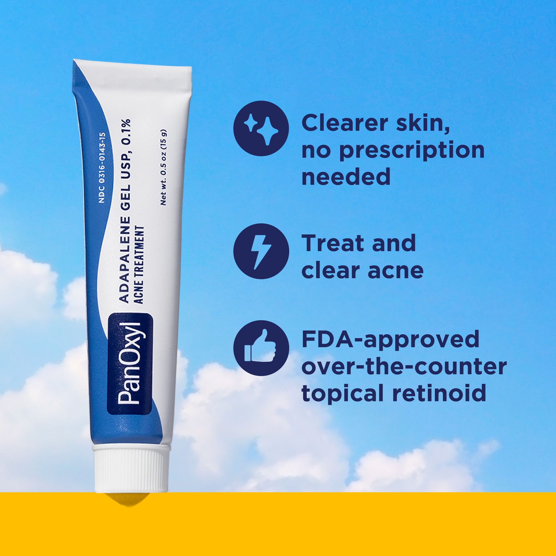 Adapalene 0.1% Leave-On Gel, Retinoid Gel Acne Treatment, All Skin Types, 0.5 Oz