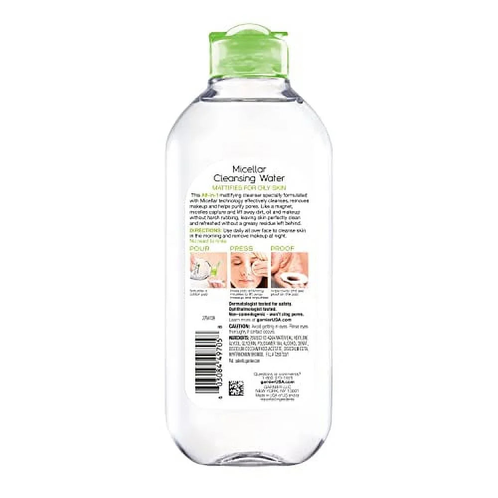 Skinactive Micellar Cleansing Water, All-In-1 Makeup Remover and Facial Cleanser, for Oily Skin, 13.5 Fl Oz
