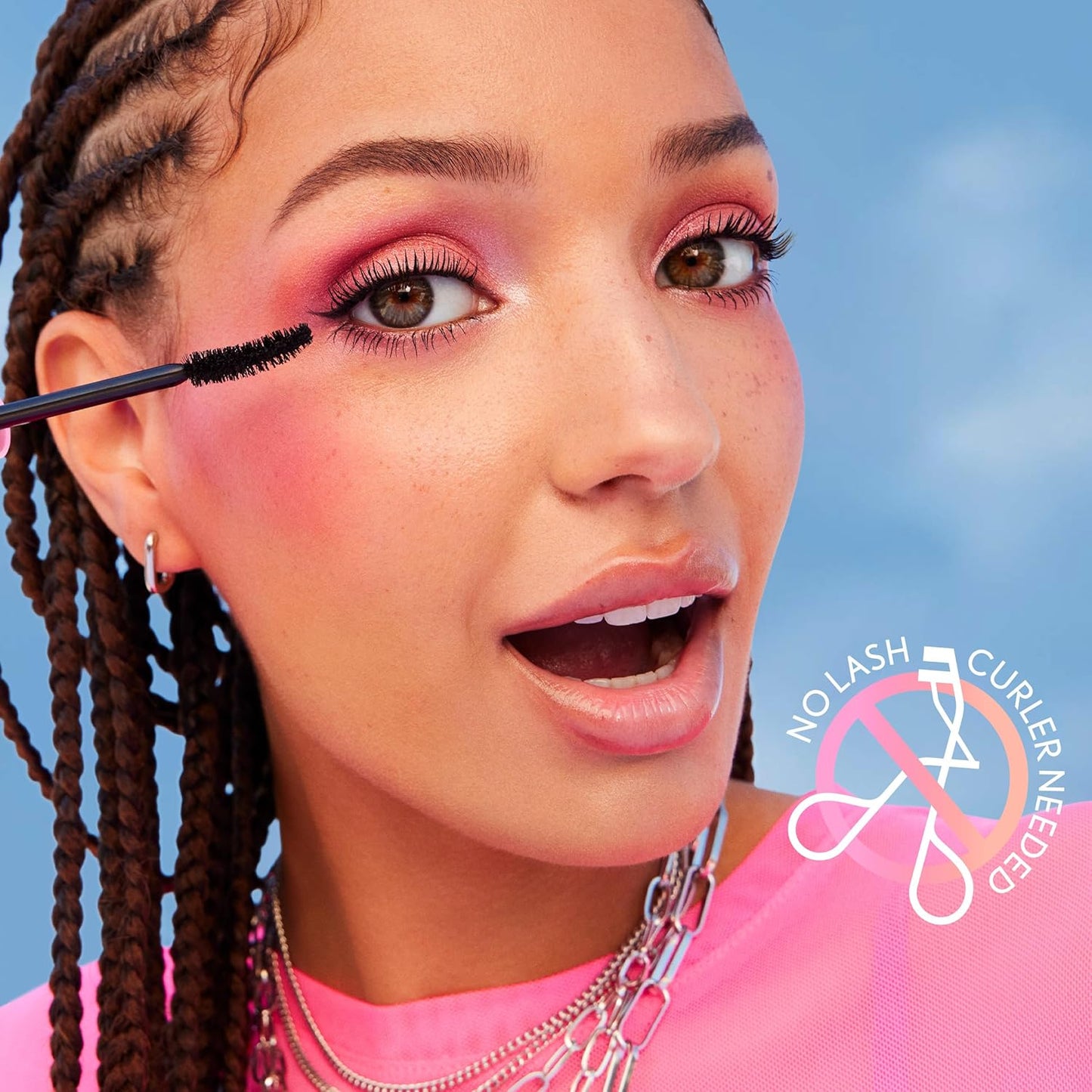 Eye Enhancer, Intense Black, 3D Mascara, Curved Fiber Brush, Plant-Based Lifting Wax, for All Lash Types, 24-Hour Wear, Transfer-Proof, Flake-Free, 0.30Oz