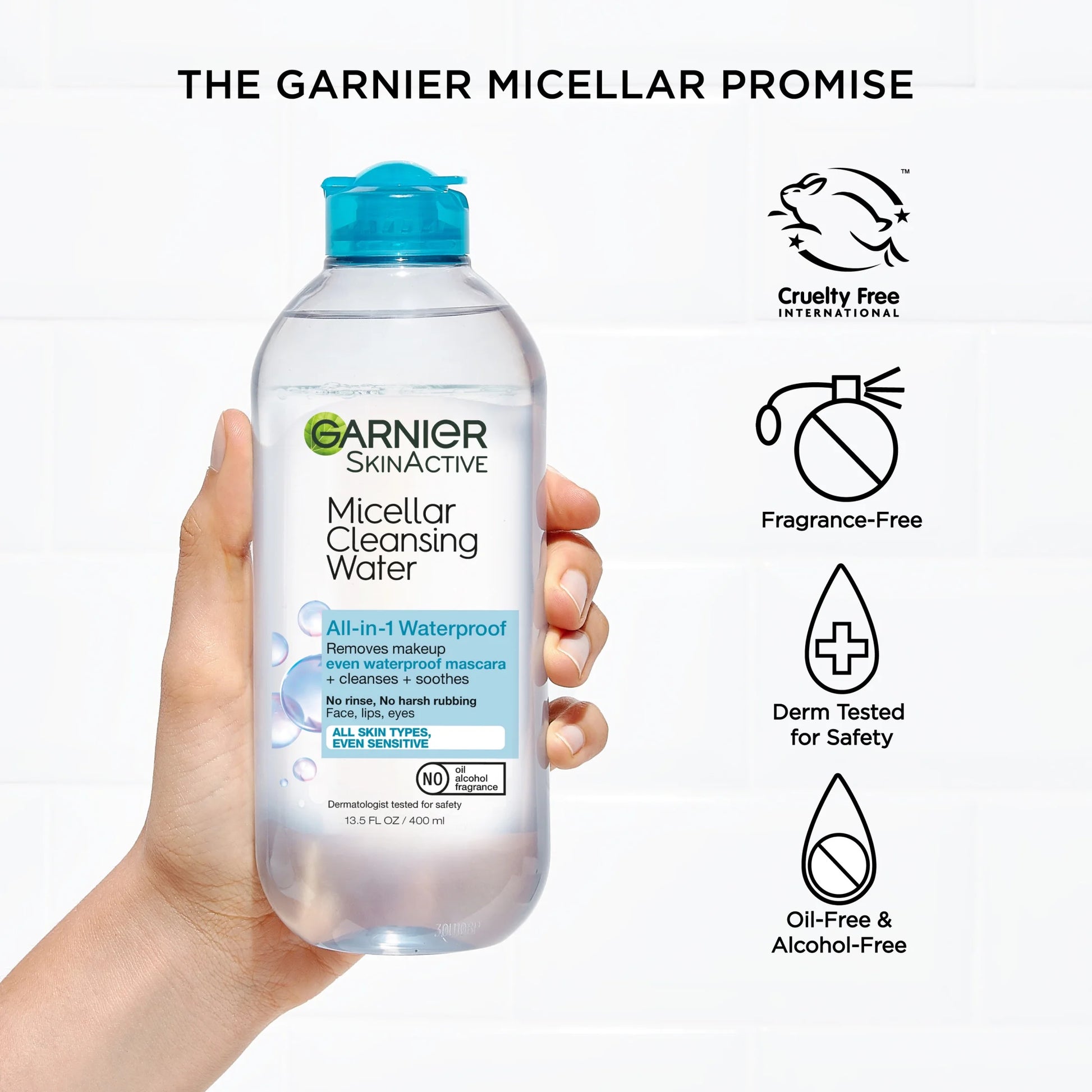 Skinactive Micellar Cleansing Water All in 1 Removes Waterproof Makeup, 13.5 Fl Oz