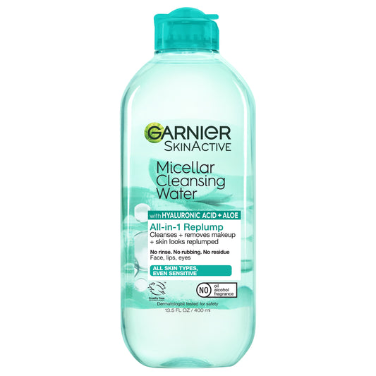Skinactive Micellar Cleansing Water All in 1 Hyaluronic Acid Replump, 13.5 Fl Oz