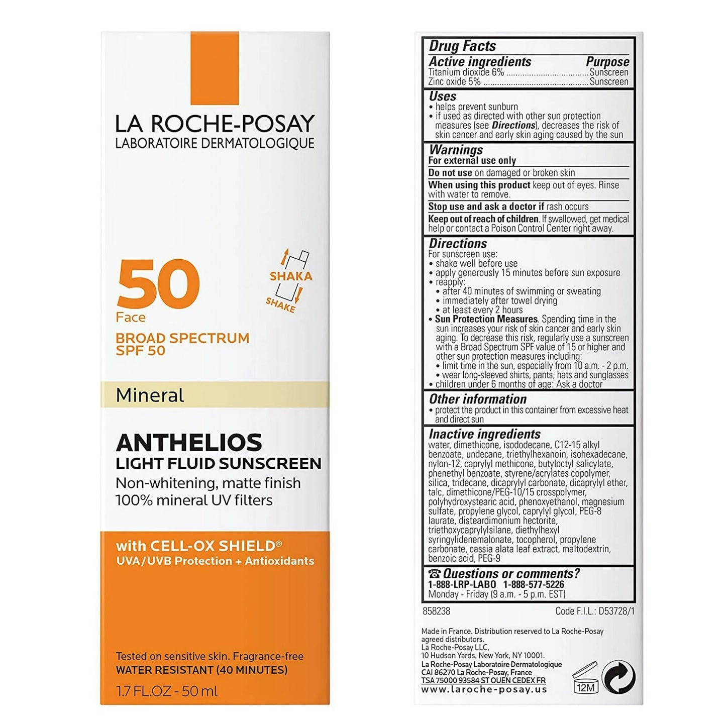 Anthelios 50 Mineral Ultra Light Sunscreen Fluid SPF 50, 1.7 Fl Oz