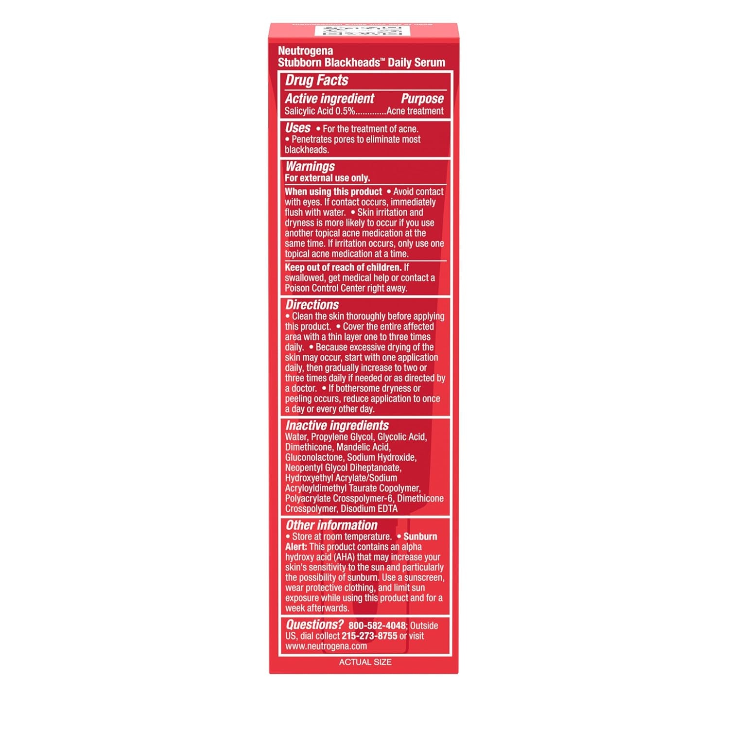 Stubborn Blackheads Daily Acne Facial Serum with Salicylic, Glycolic, Polyhydroxy & Mandelic Acids, Oil-Free Face Serum for Acne-Prone Skin to Help Clear Clogged Pores, 1 Fl. Oz