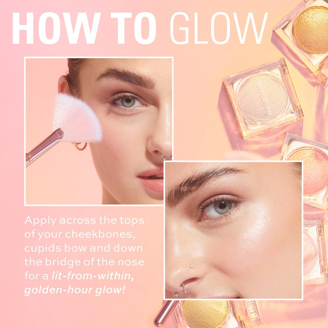 Beam Bright Highlighter, All over Face Glow, Powder to Liquid Formula, 5 Different Shades, Pink Seduction