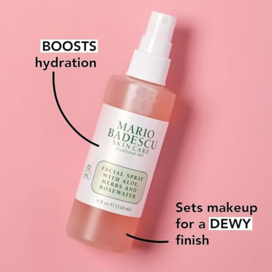 Facial Spray with Aloe, Herbs and Rose Water for All Skin Types, Face Mist That Hydrates, Rejuvenates & Clarifies