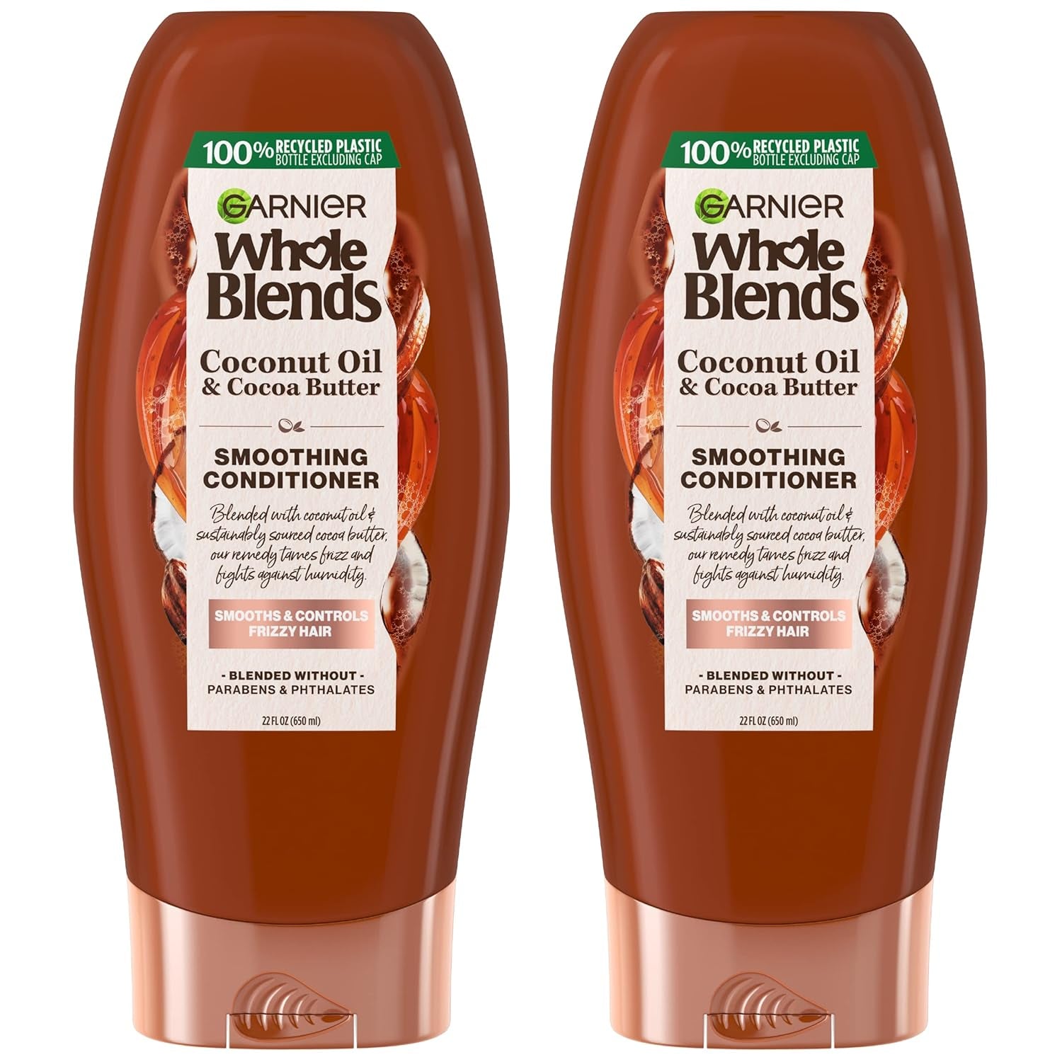 Whole Blends Coconut Oil & Cocoa Butter Smoothing Conditioner for Frizzy Hair, 22 Fl Oz, 2 Count (Packaging May Vary)