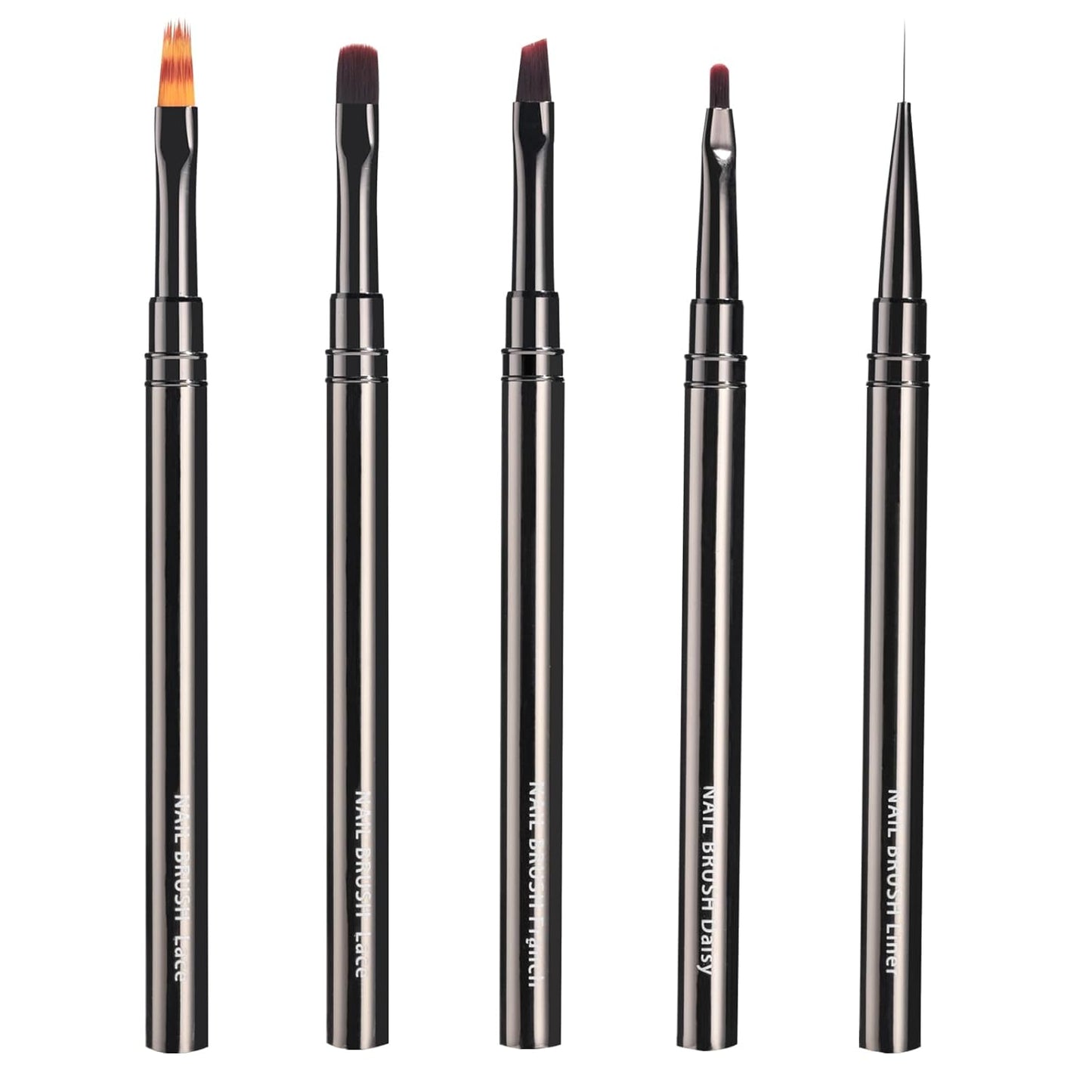 Nail Art Brushes Set-5Pcs Nail Tool for Nail Art U V Gel Nail Brushes, Acrylic Nail Brushes, Liner Brushes, Dotting Tools, Dust Brush, Dual End Drawing Pen, Nail Design Kit for Nail Salon Home Use