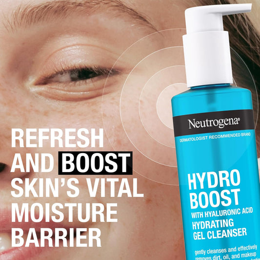 Hydro Boost Hydrating Gel Cleanser, Face Wash & Makeup Remover, Gentle Facial Cleanser with Hyaluronic Acid, Hypoallergenic, Oil-Free, Soap-Free, 7.8 Fl Oz