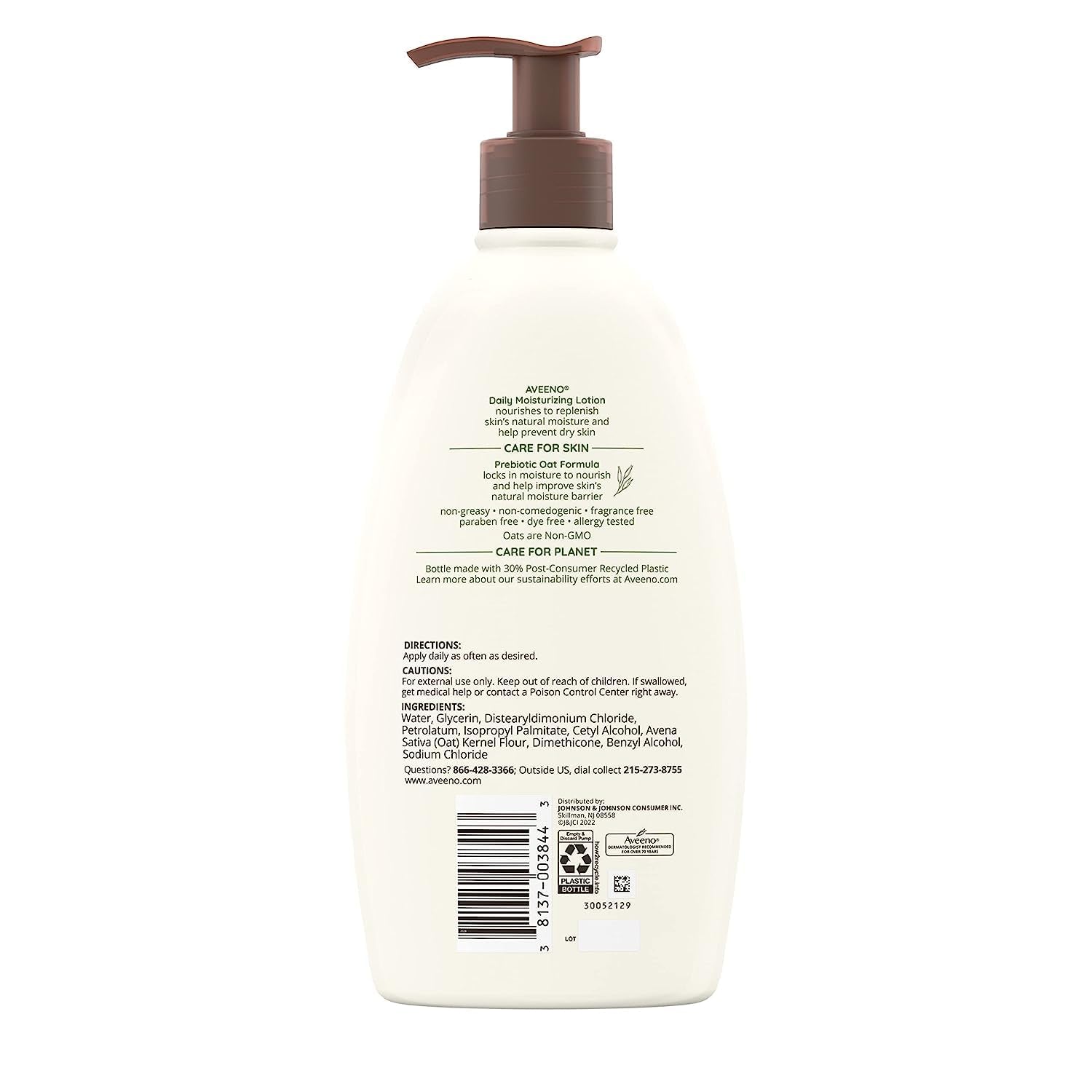 Daily Moisturizing Body Lotion for Dry & Sensitive Skin with Prebiotic Oat, Fragrance & Paraben Free, Non-Greasy, Non-Comedogenic, 48-Hour Moisturizer 18 Fl Oz