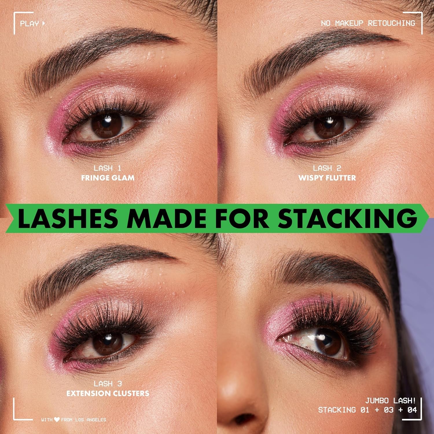 Jumbo Lash! Vegan False Eyelashes, up to 12HR Wear, Reusable Fake Lashes - Glam Accent