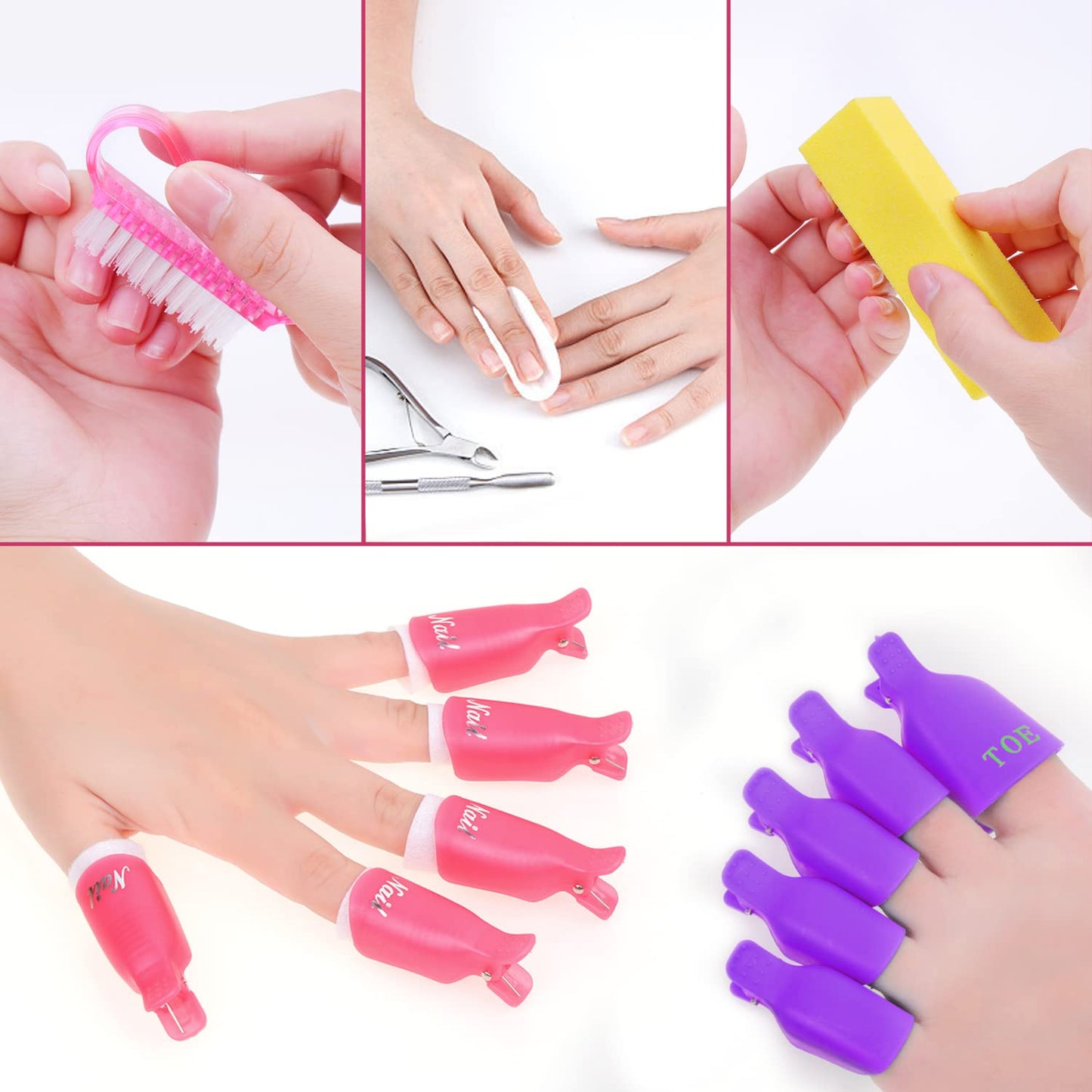 Gel Polish Remover Kit,  1045Pcs Gel Nail Polish Remover Tools with Nail Clips, Nail Wipes, Cuticle Pusher and Cutter, Nail Buffer and Files for Acetone Acrylic Nail Remover