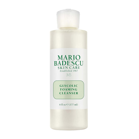 Mario Badescu Glycolic Foaming Cleanser for All Skin Types| Exfoliating Face Wash with Glycolic Acid & Aloe Vera| Visibly Evens Skin Tone & Texture
