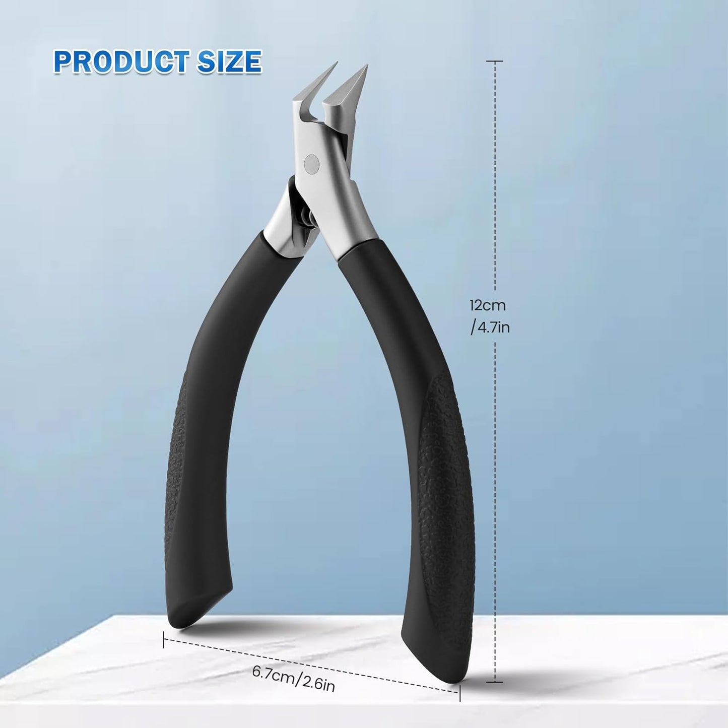 Toenail Clipper, Straight Blade Podiatrist Nail Clippers for Thick Nails for Seniors, Men and Women, Ergonomic Toe Nails Cutter for Ingrown Toenail Prevention - Black