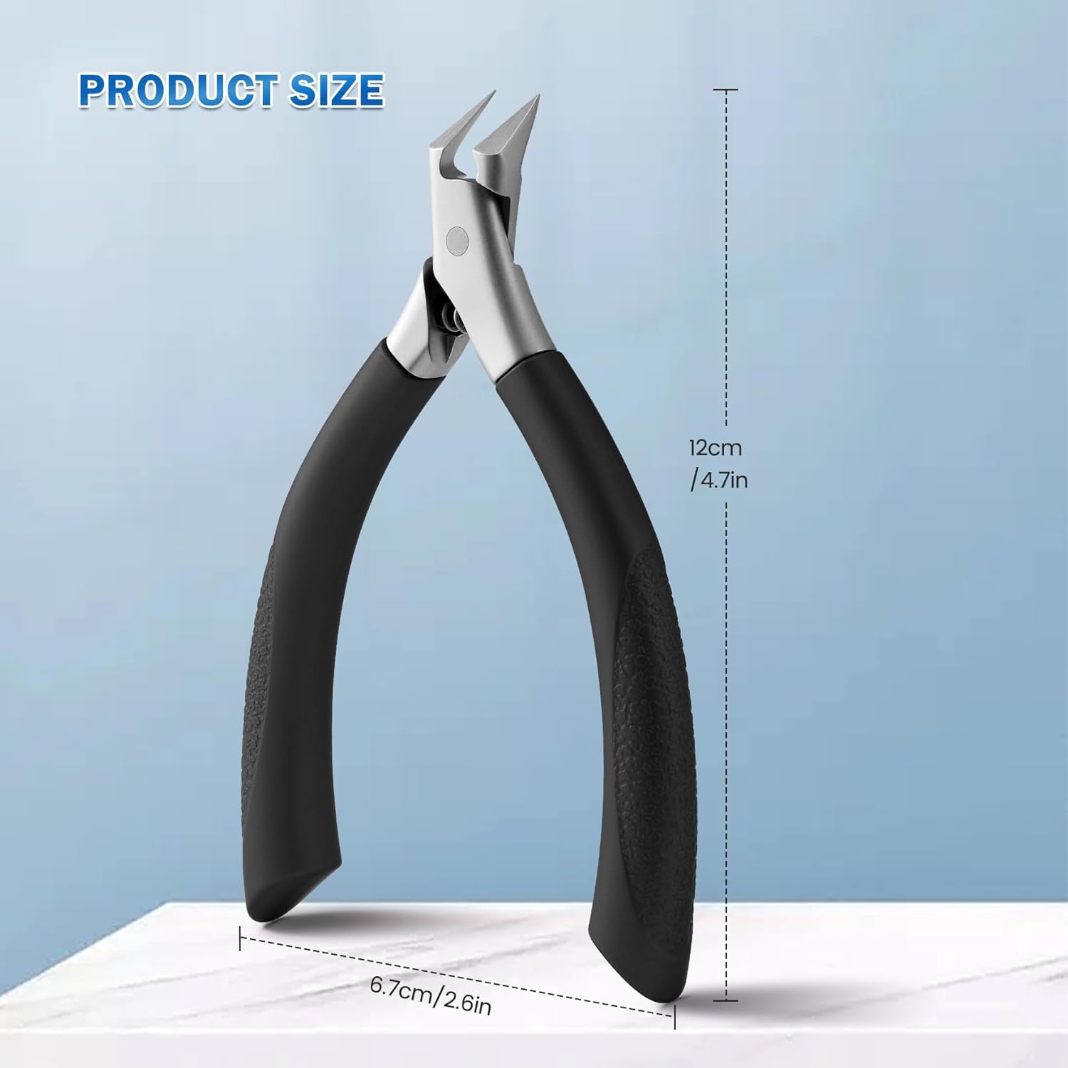 Toenail Clipper, Straight Blade Podiatrist Nail Clippers for Thick Nails for Seniors, Men and Women, Ergonomic Toe Nails Cutter for Ingrown Toenail Prevention - Black