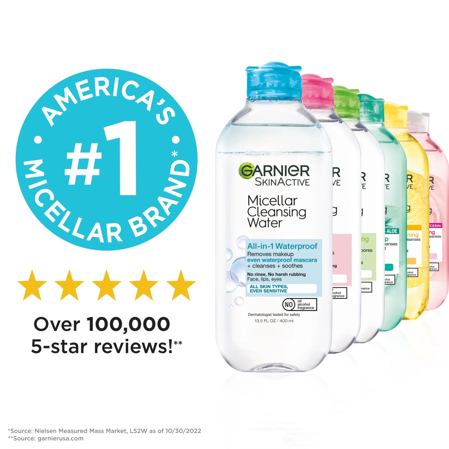Skinactive Micellar Cleansing Water All in 1 Removes Waterproof Makeup, 13.5 Fl Oz