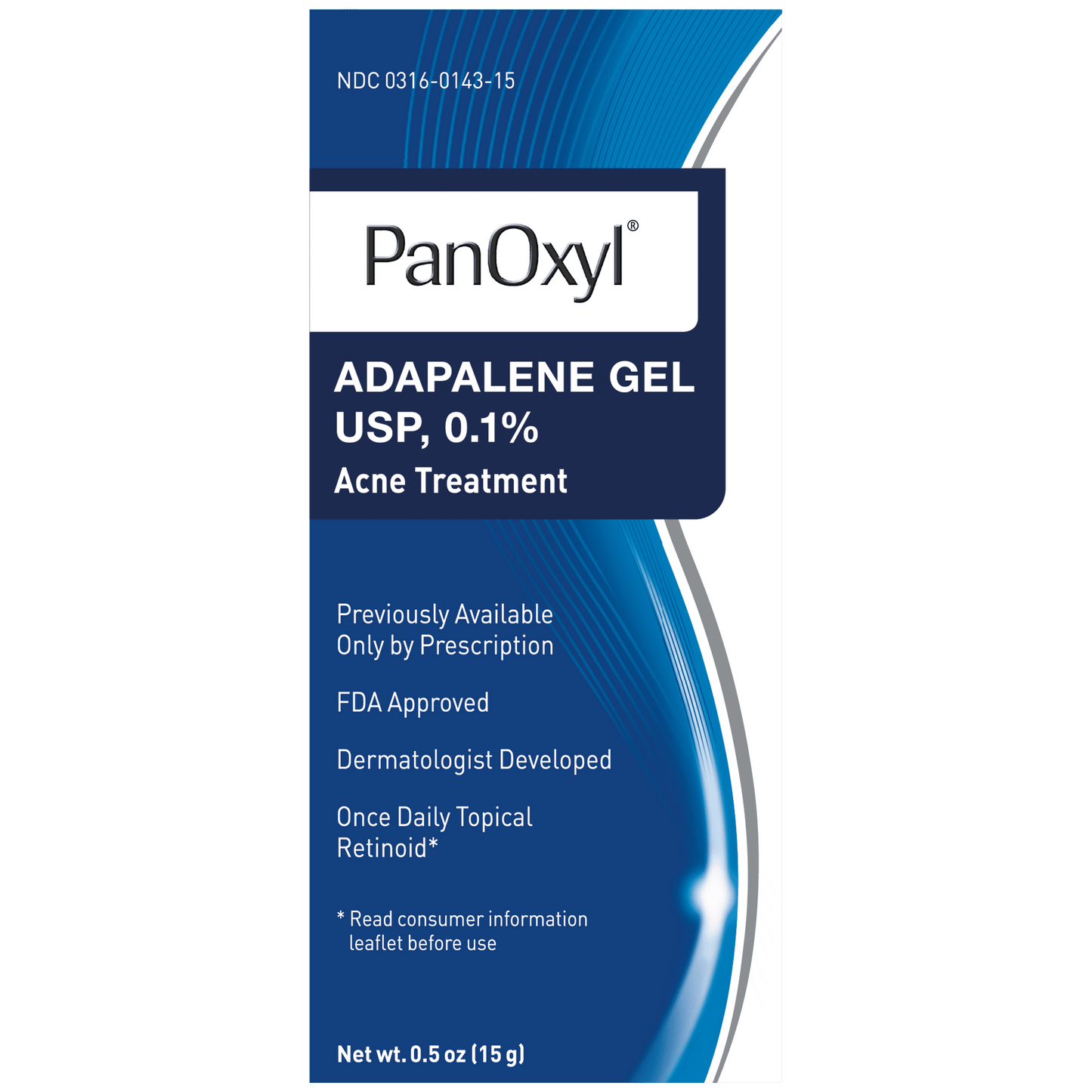 Adapalene 0.1% Leave-On Gel, Retinoid Gel Acne Treatment, All Skin Types, 0.5 Oz