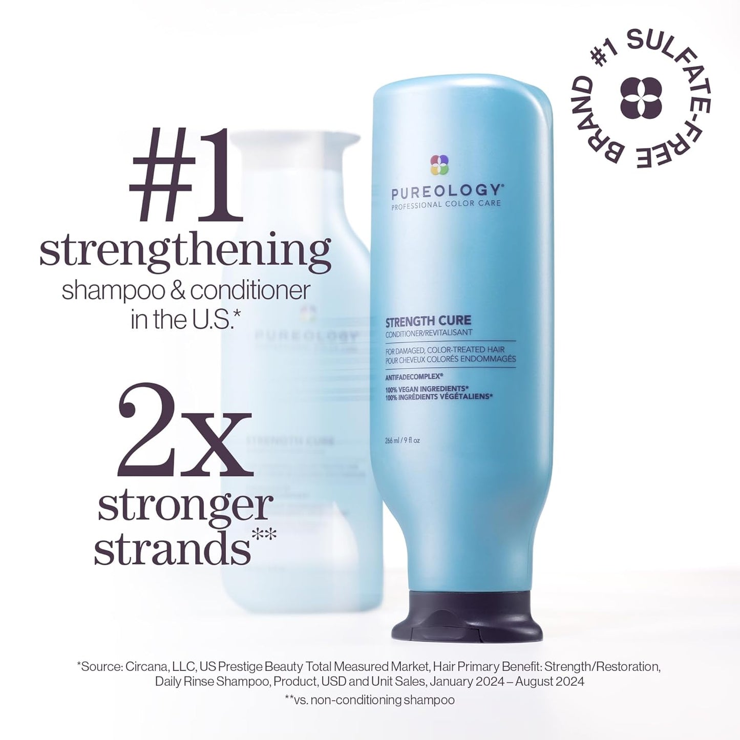 Strength Cure Conditioner - for Damaged or Color-Treated Hair, Reduces Breakage, Strengthens & Softens, with Sulfate-Free Formula, Vegan