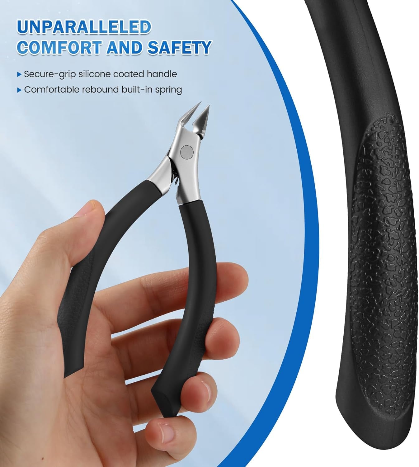 Toenail Clipper, Straight Blade Podiatrist Nail Clippers for Thick Nails for Seniors, Men and Women, Ergonomic Toe Nails Cutter for Ingrown Toenail Prevention - Black